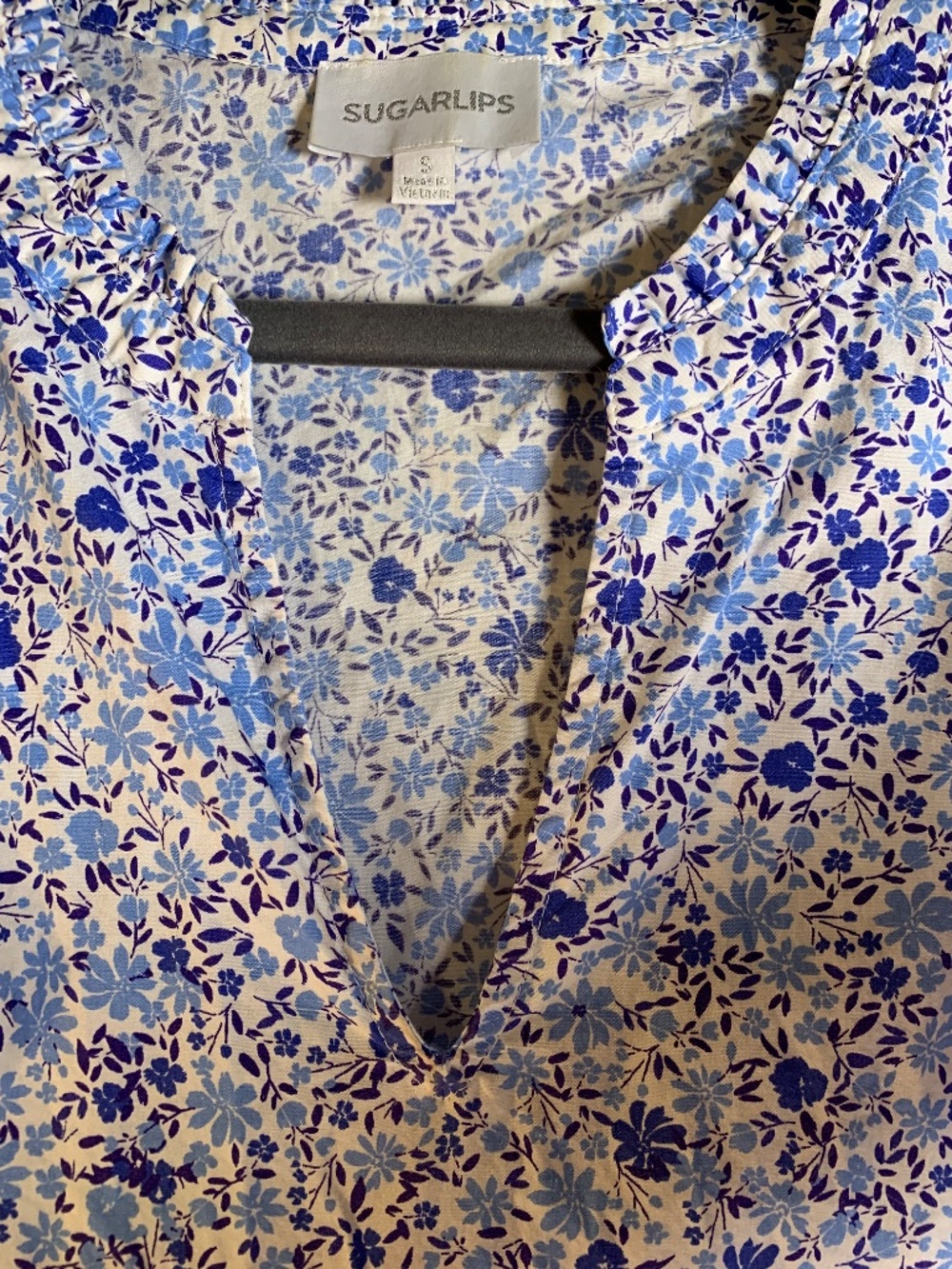 Sugar lips sz small blue floral top or dress - Picture 6 of 9